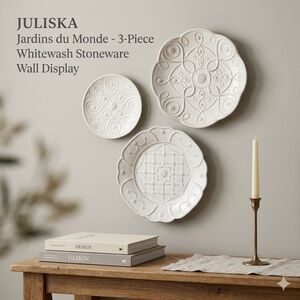Juliska Jardins du Monde Whitewash Plate Set 3 Alcazar Landriano Wall Decor